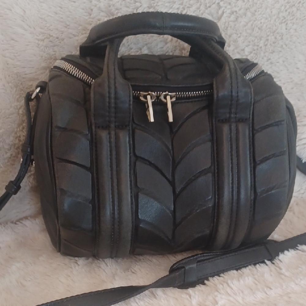 Alexander Wang Black Lambskin Leather Duffel Bag- HB291